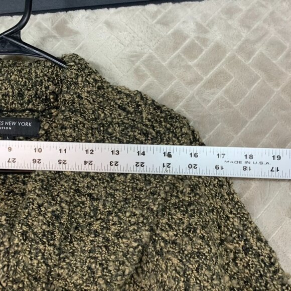 Jones New York Womens L Cardigan Sweater Brown Wool Blend Shrug Collared - Picture 7 of 16